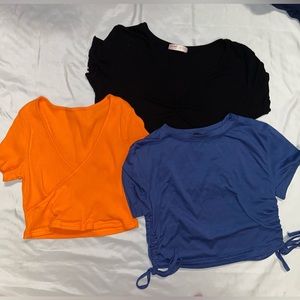 3 variety piece crop tops from Shein/ROMWE